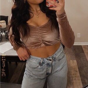Urban Outfitters Velvet Ruched Crop Top